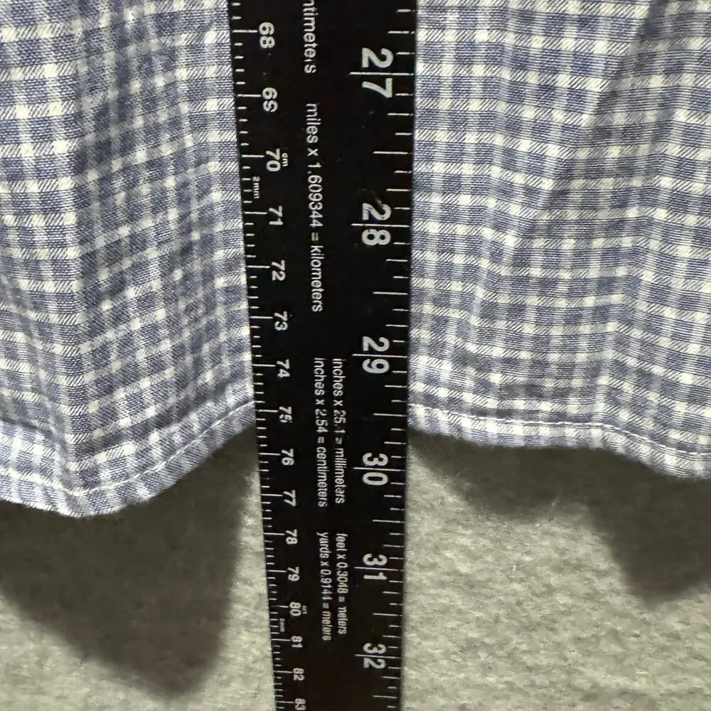 Banana Republic Mens S Slim Fit Blue Plaid Dress Shirt 100% Cotton Long Sleeve